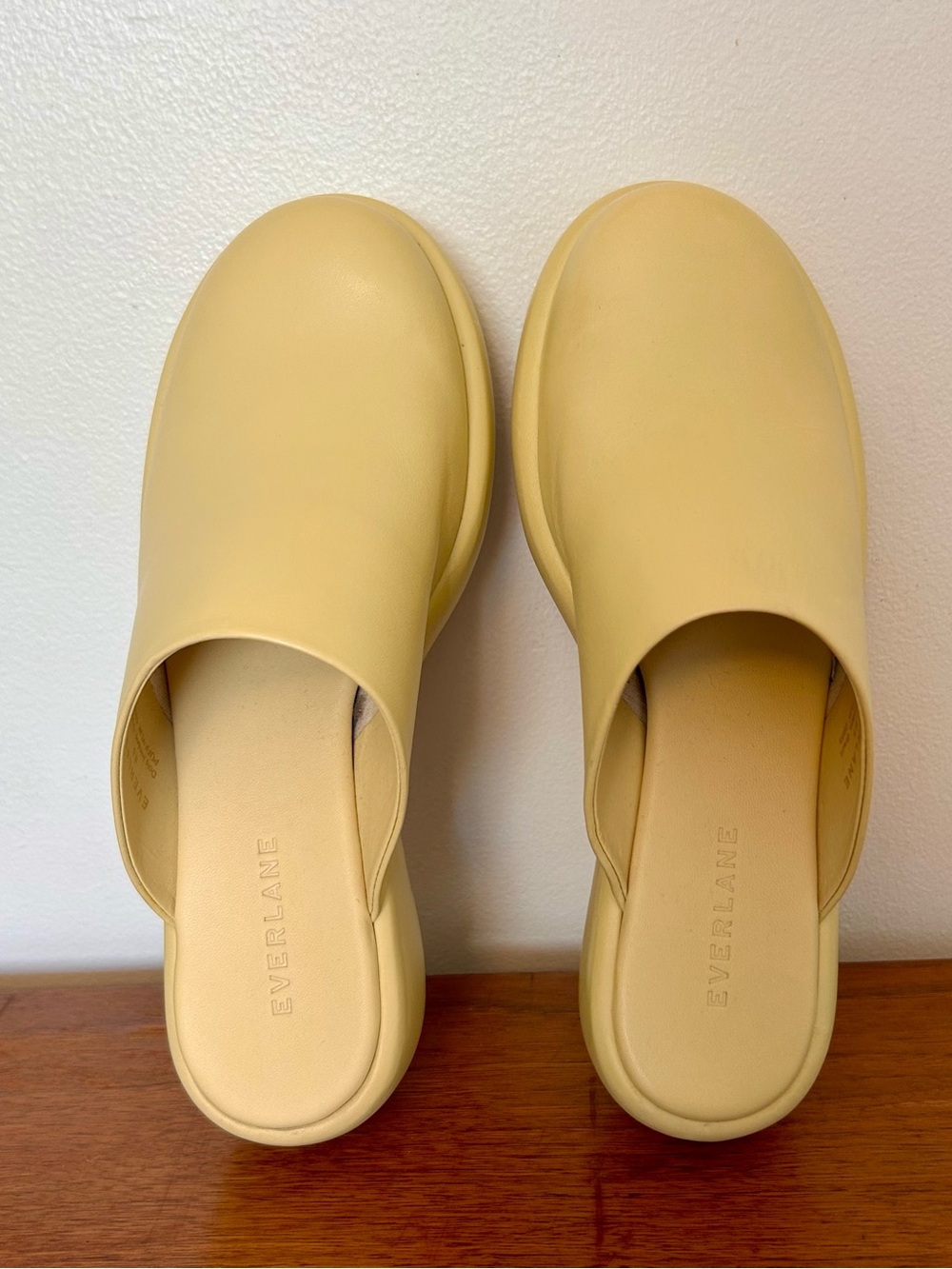 New EVERLANE Puffa Platform Leather Clog Yellow